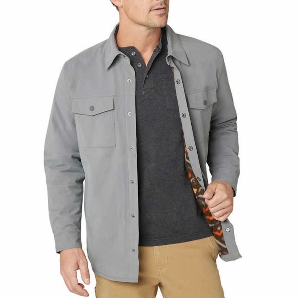 - Eddie Bauer Men’s Fleece Lined Jacket color gray. Size M